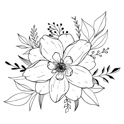 desenho de flores em flor Esboços de flor Ideias esboço Desenhos de flores