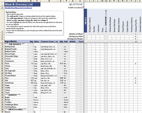 Meal Planner Template For Excel Meal Planner Template Meal Planning