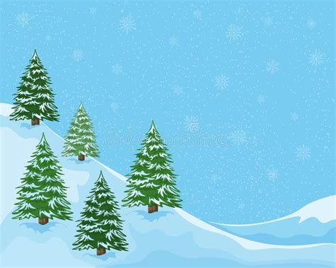 Winter Illustration Winter Landscape With The Image Of Christmas Trees