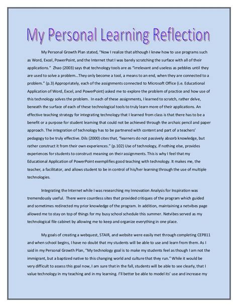 Reflective Essay On Personal Development Plan — Reflection And Personal