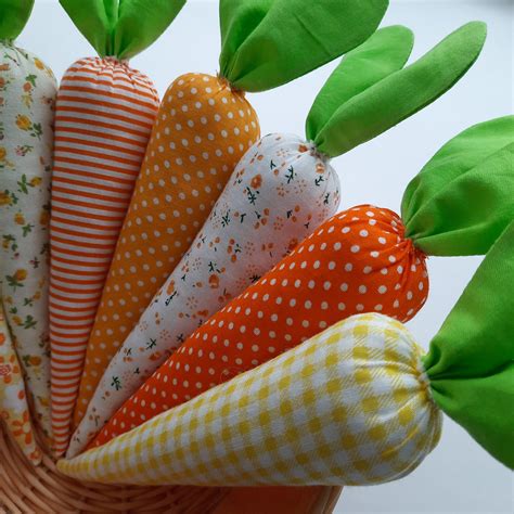 Set Of 7 Easter Carrots Fabric Carrots Spring Ornaments Easter Etsy