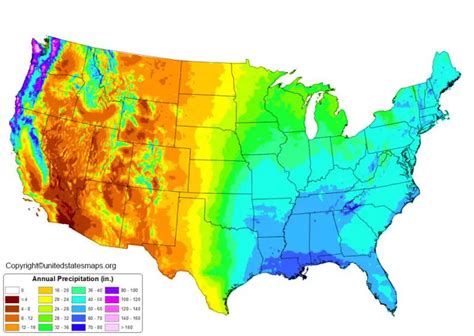 Us Rainfall Map Annual Rainfall Map Of Usa Printable