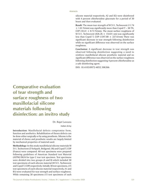 PDF Comparative Evaluation Of Tear Strength And Surface Roughness Of