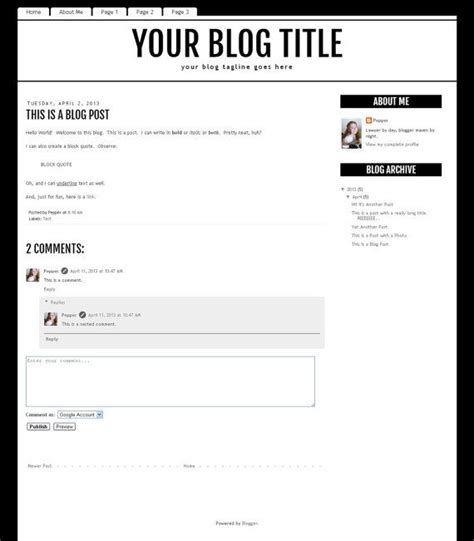 A Simple Blog Template For Your Blogger Blog You Ll Love The Stark Black And White Design That