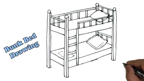 How To Draw A Bunk Bed Easy And Step By Step Youtube