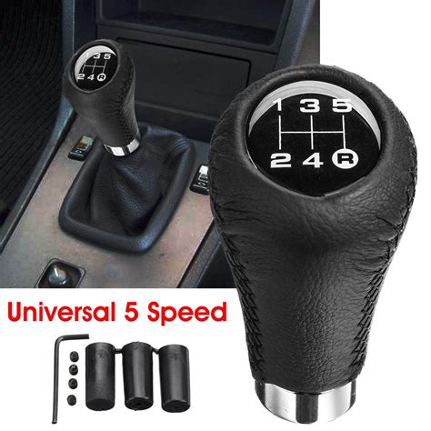 Universal 5 Speed Leather Manual Car Gear Shift Knob Shifter Lever