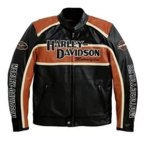 HARLEY DAVIDSON MENS CLASSIC ORANGE CRUISER Jacket Biker Genuine