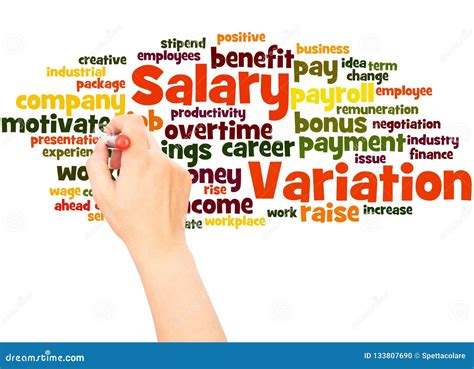 Salary Variation Word Cloud Hand Writing Concept Stock Photo - Image of
