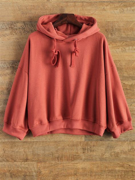 2649 For Drop Shoulder Design Pullover Hoodie Red Sweatshirts
