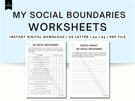 Printable Social Boundaries Worksheet Setting Boundaries Social Boundaries Boundaries