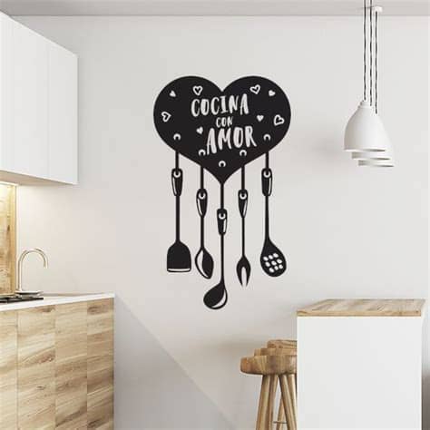 Vinilos decorativos, murales y lienzos para decoración de paredes al mejor precio. Vinilo cocina con amor | Vinilos para cocina, Frases de ...