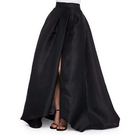 Buy Fashion Black Satin Formal Skirts Long Women Skirts Custom Made Plus Size