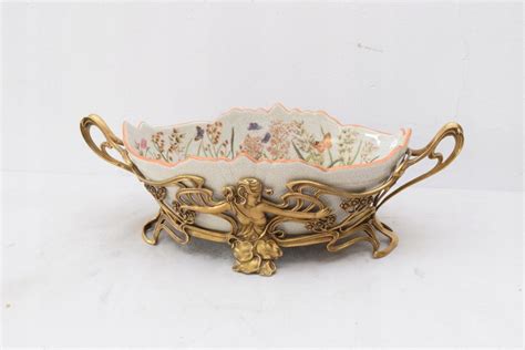 Patera Secesja BrĄzem Dama Kameliowa Porcelana 50c 12681702728 Allegropl