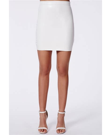 Missguided Rica Faux Leather Bodycon Mini Skirt In White Lyst