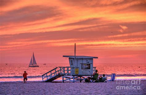 Venice Beach Fiery Sunset Photograph By David Zanzinger