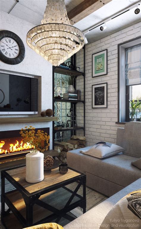cozy industrial living room design  grey tones digsdigs