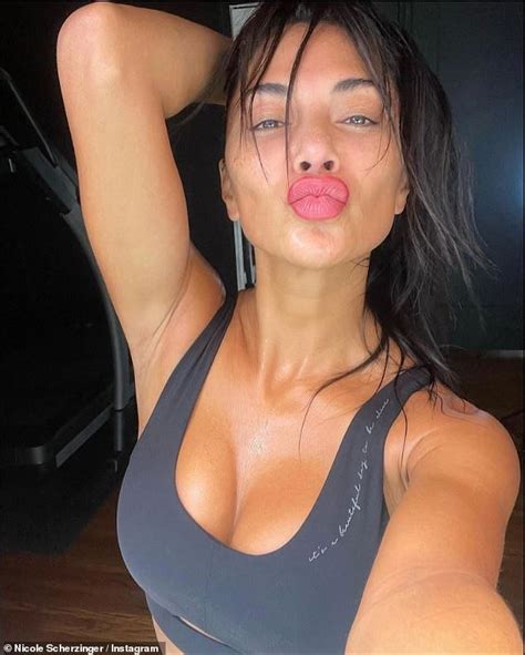 nicole scherzinger puts on a busty display in a black sports bra after workout