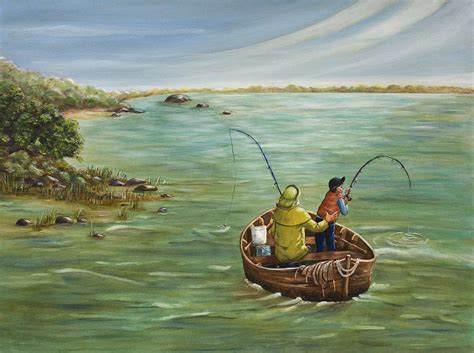 Fishing With Grandpa Painting By Dorothy Riley Fine Art America