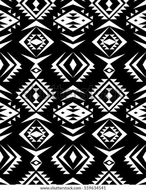 Seamless Black White Aztec Print Pattern Stock Vector Royalty Free