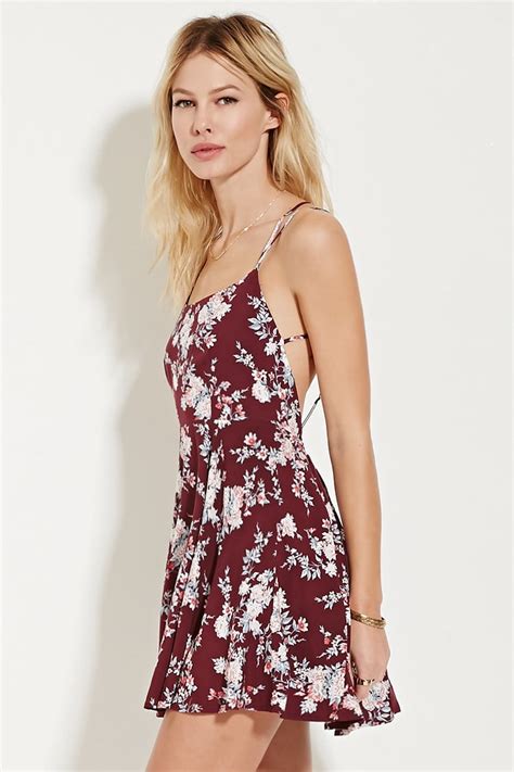 Forever 21 Strappy Floral Print Mini Dress In Pink Lyst