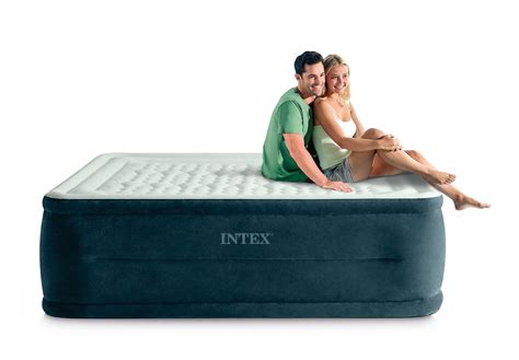 Intex 24 Dream Lux Pillow Top Dura Beam Airbed Mattress With Internal Pump Queen