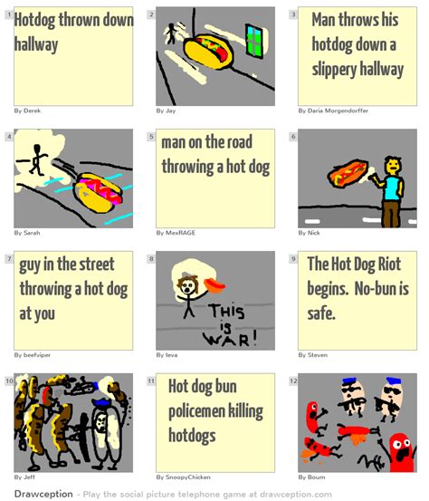 Hotdog Thrown Down Hallway Drawception
