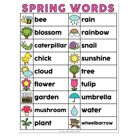 Spring Pack Spring Words Vocabulary Lucky Little Learners
