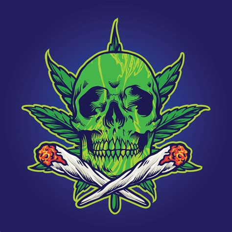 Green Cannabis Skull 2088313 Vector Art At Vecteezy