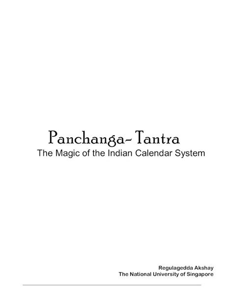 Pdf Panchanga Tantra The Magic Of The Indian Calendar System