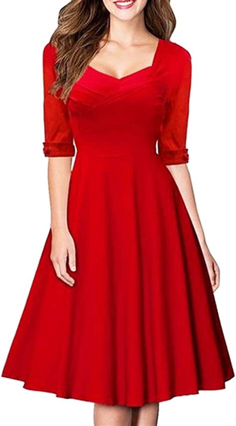 Rosegal Womens Vintage 1940s Sweetheart Neckline Half Sleeve Prom Dressred 2xl Uk