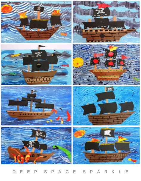 Pirate Ship Art Lesson For Fourth Grade Deep Space Sparkle Pirate