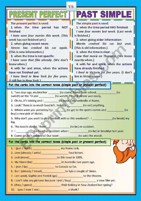Past Simple And Present Perfect Worksheet
