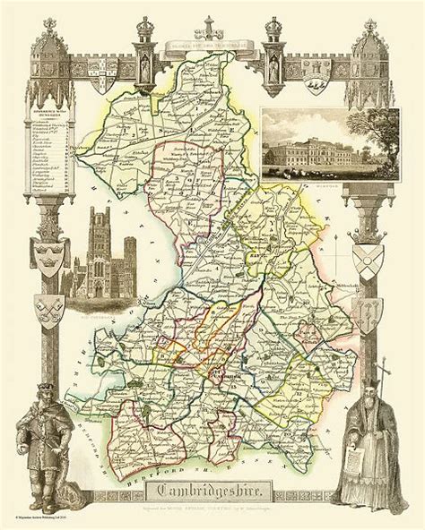 Old County Map Of Cambridgeshire 1836 By Thomas Moule