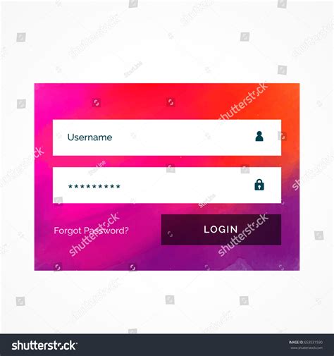 Bright Pink Login Form Template Design Stock Vector Royalty Free