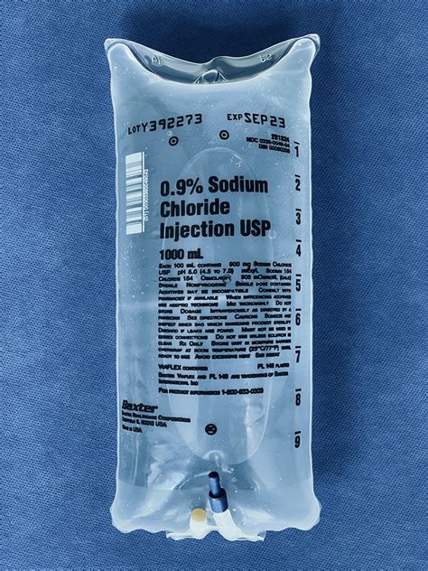 Iv Bag Of 09 Sodium Chloride Normal Saline Injection 50ml To
