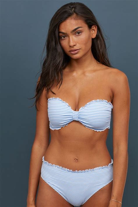 Padded Bandeau Bikini Top Light Bluewhite Striped Ladies Handm Us