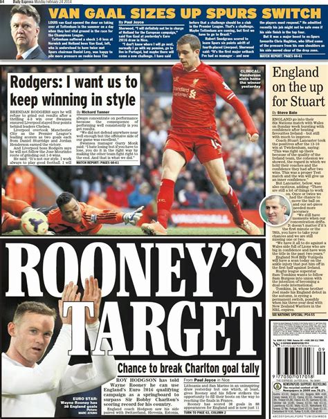 Uk Newspaper Back Pages Monday 24th Feb E Football
