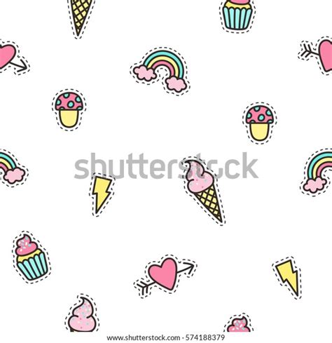 Cute Objects Seamless Pattern Vector Background Stock Vector Royalty