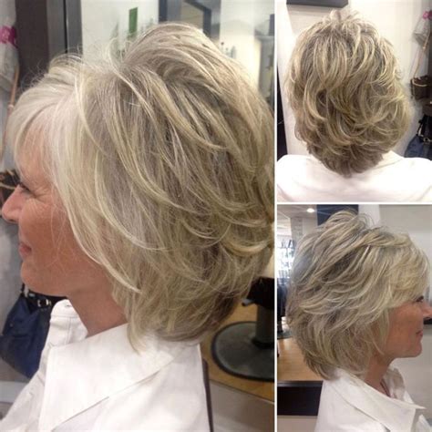 Medium White Blonde Feathered Hairstyle Short Hair With Layers