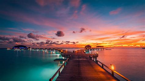 Maldives Sunrise Republic Nature South Ocean Island Sky Clouds