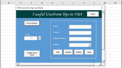 Excel Userform Templates