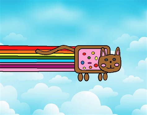 Colored page Rainbow cat painted by User not registered