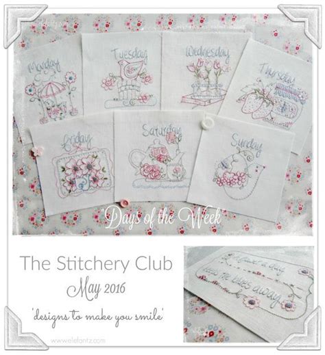 Day Of The Week Set Of 8 Stitchery Patterns Embroidery And
