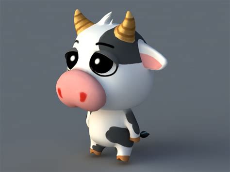 Cartoon Cow Rig 3d Model Autodesk Fbxmaya Files Free