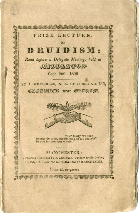 Prize Lecture On Druidism 1829 Order Of Bards Ovates And Druids