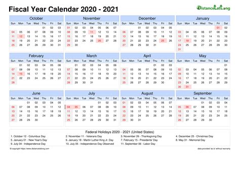 Fiscal Year 2021 Calendar Free Calendar Template 2023
