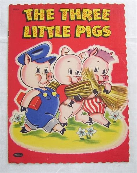 Colorful The Three Little Pigs Childrens Copyright 1951 Book Linen