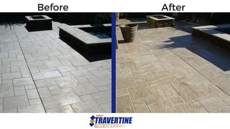 Exterior Travertine Patio Before After Bakers 3 Bakers Travertine