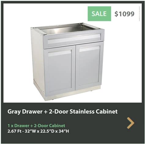 Gray Drawer Plus 2 Door Stainless Steel Outdoor Kitchen Cabinet