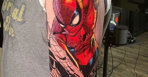 The Start Of My Spider Man Sleeve By Ben Ochoa From Manor 9 Tattoo In